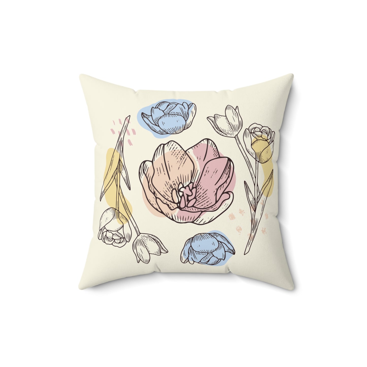 Tulips Flower Square Pillow