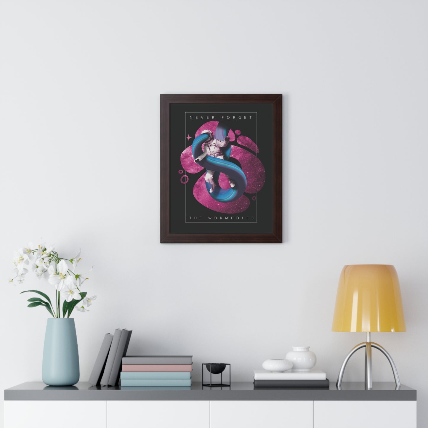 Never Forget the Wormholes Framed Vertical Poster