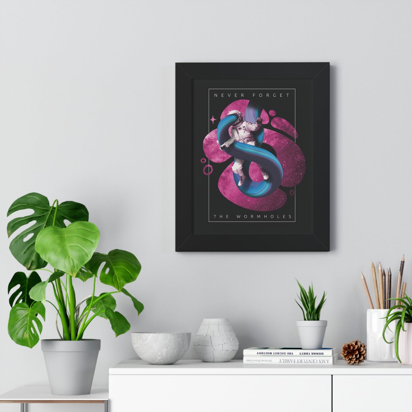 Never Forget the Wormholes Framed Vertical Poster