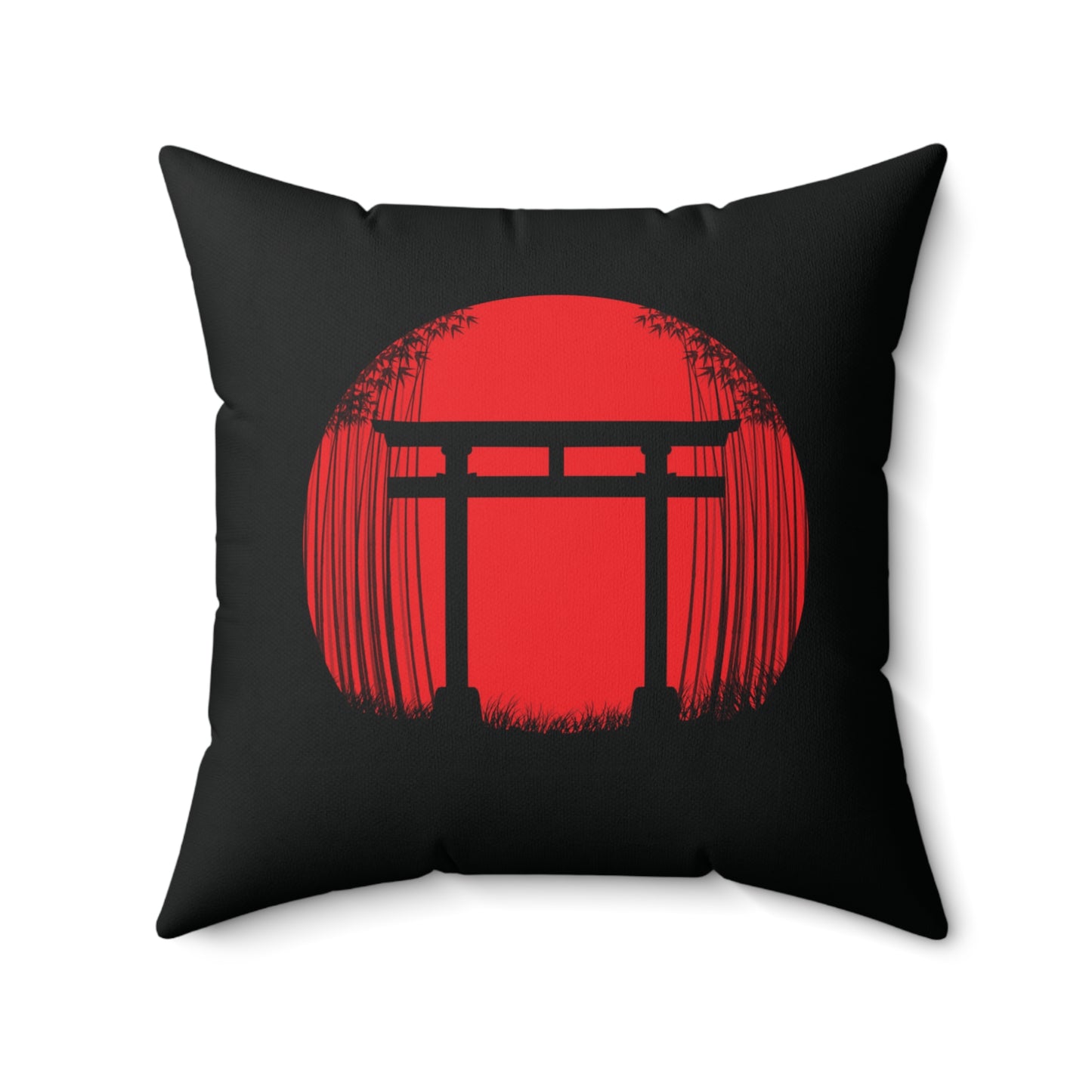 Bamboo Forest Japanese Sunrise Square Pillow