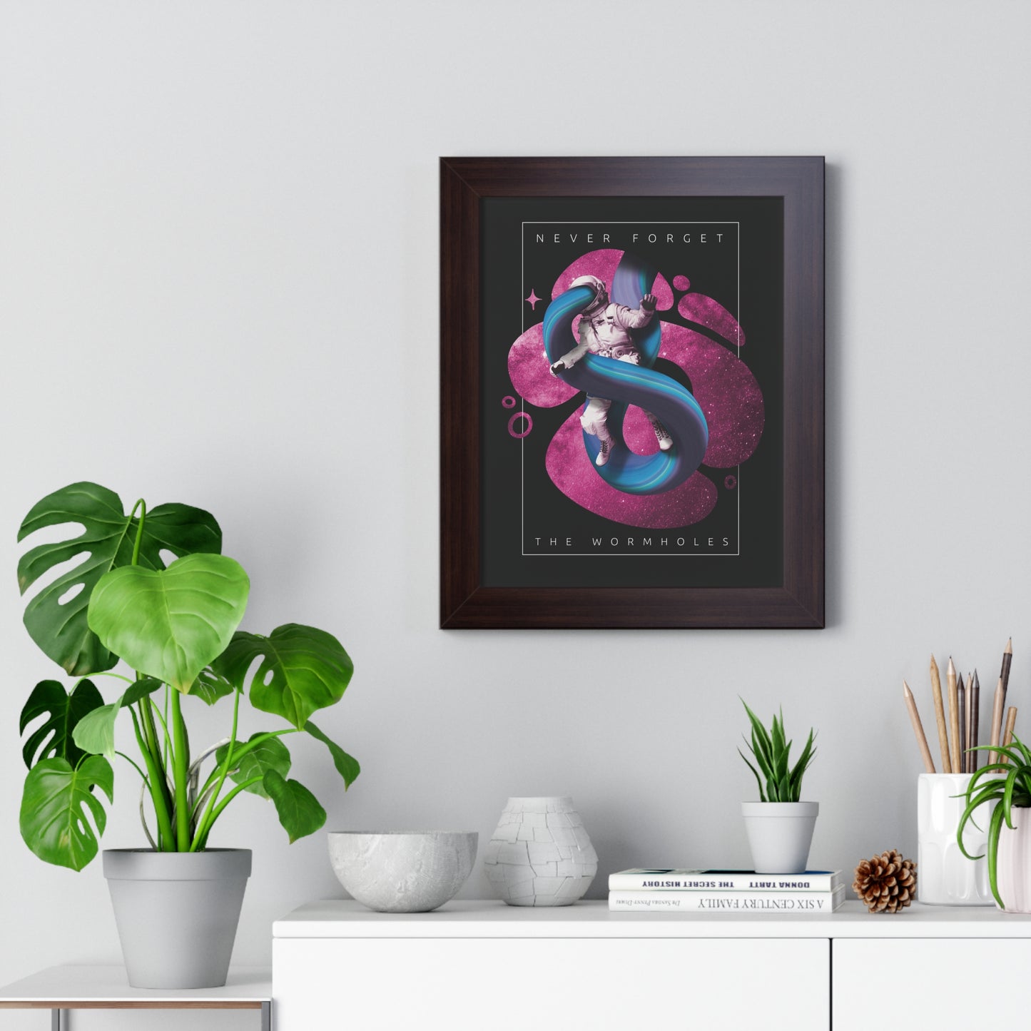 Never Forget the Wormholes Framed Vertical Poster