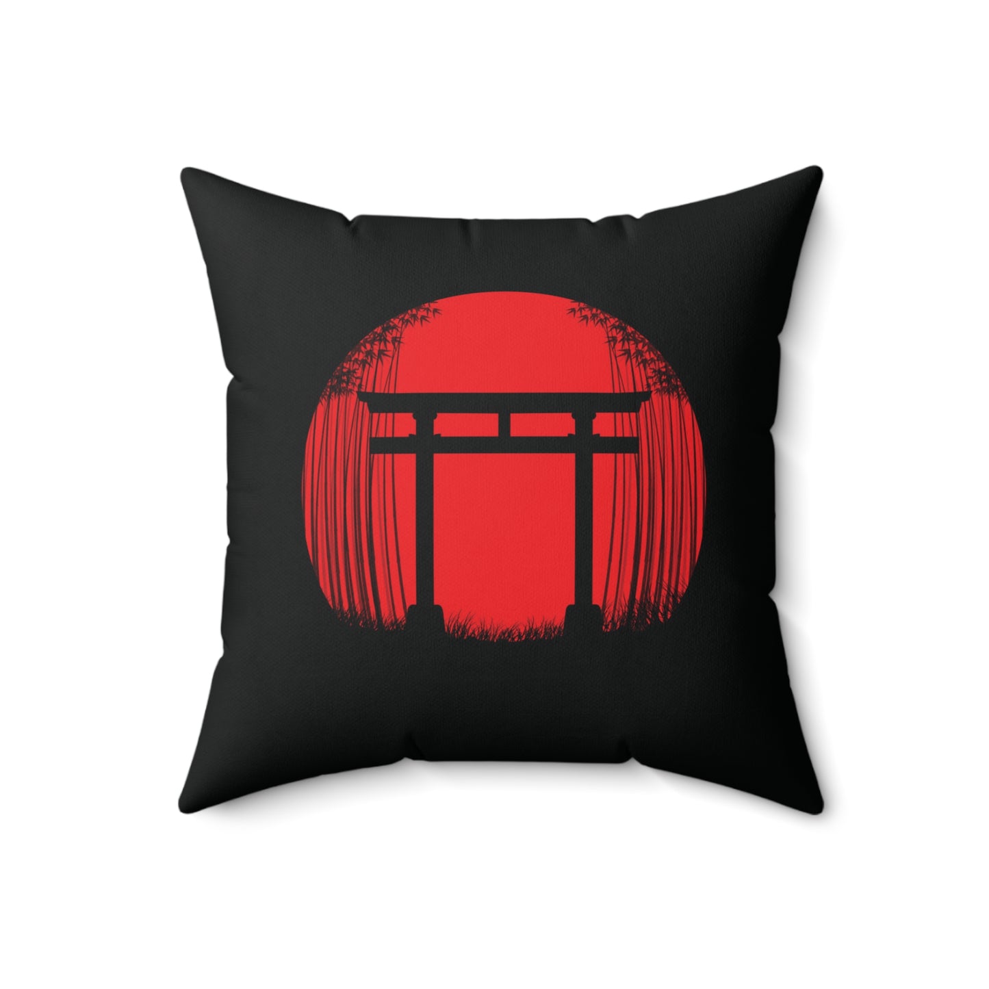Bamboo Forest Japanese Sunrise Square Pillow