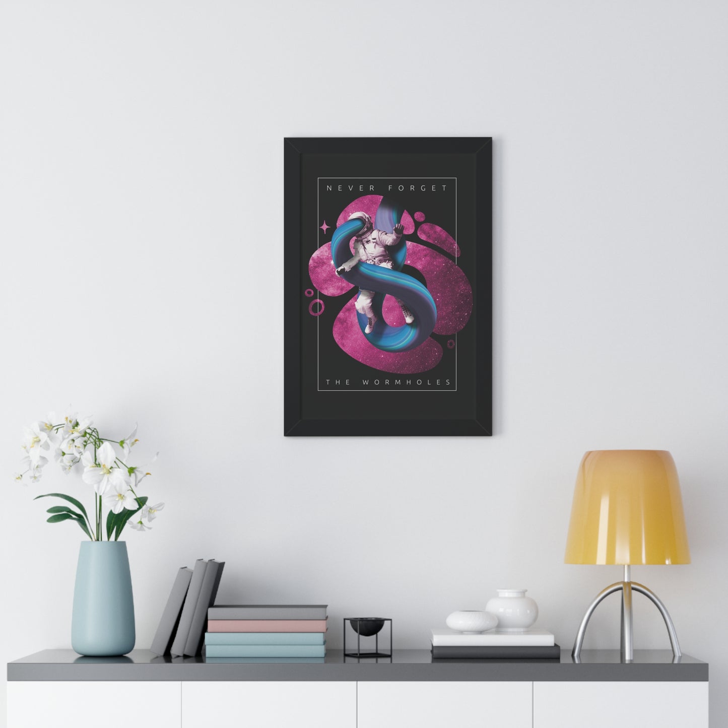 Never Forget the Wormholes Framed Vertical Poster