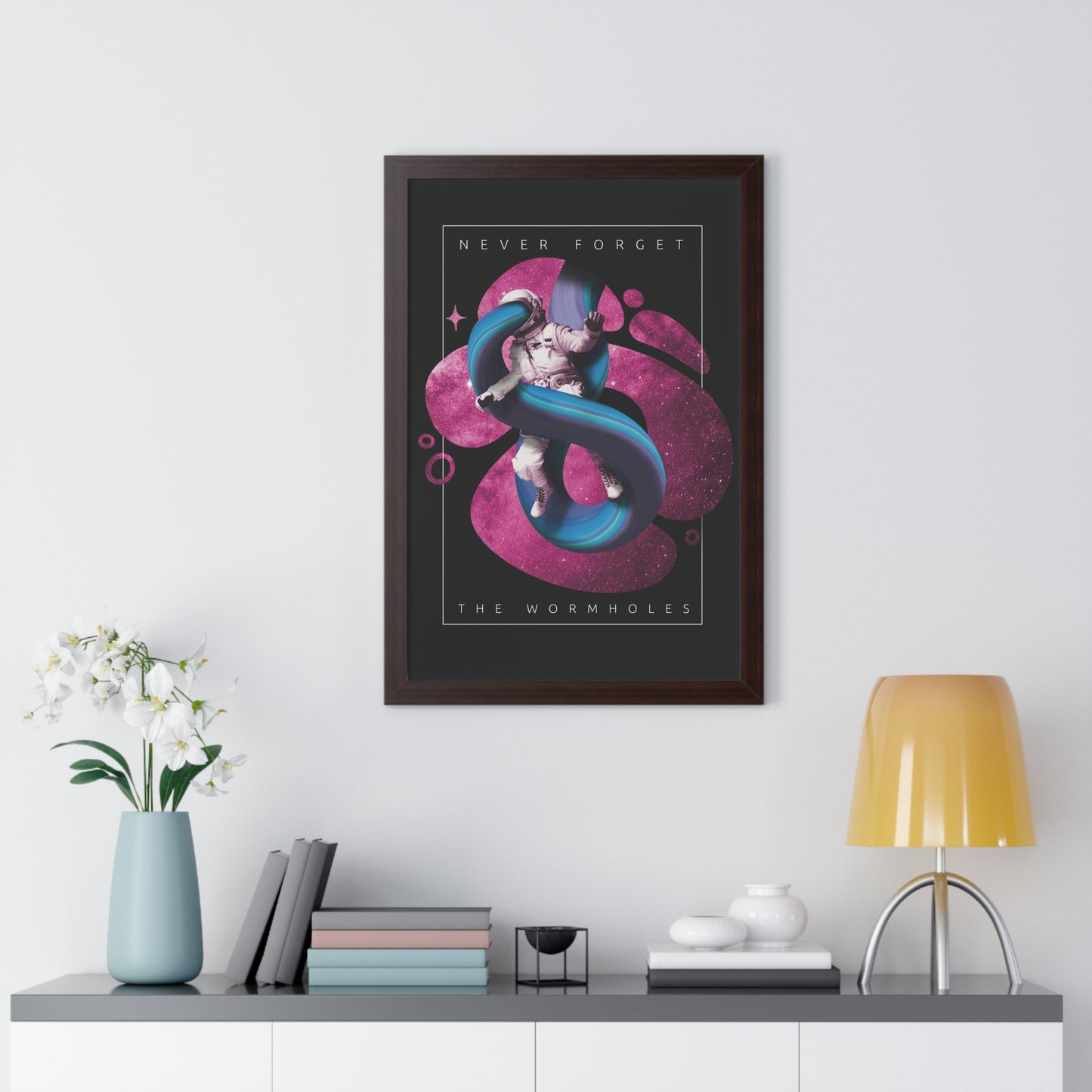 Never Forget the Wormholes Framed Vertical Poster