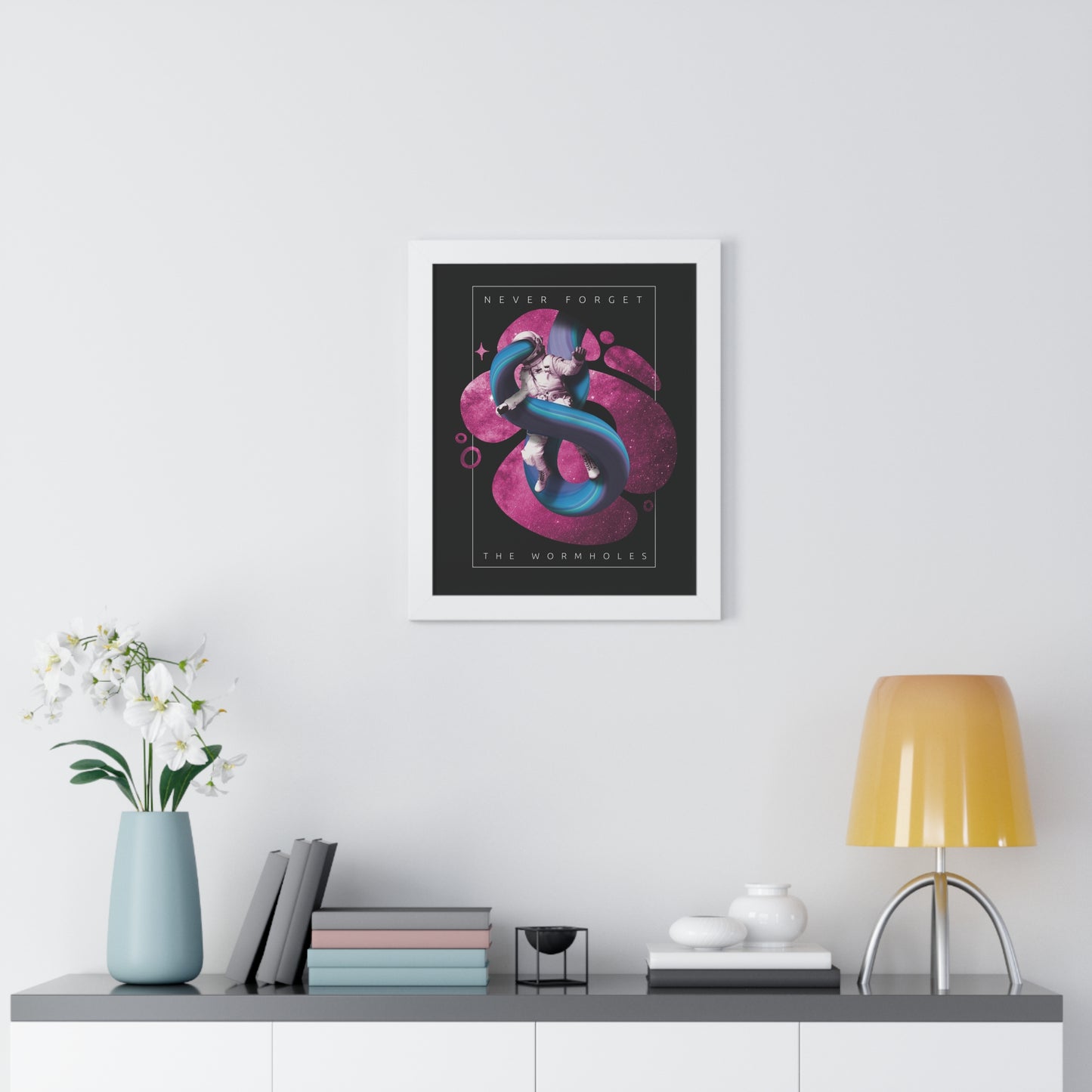 Never Forget the Wormholes Framed Vertical Poster