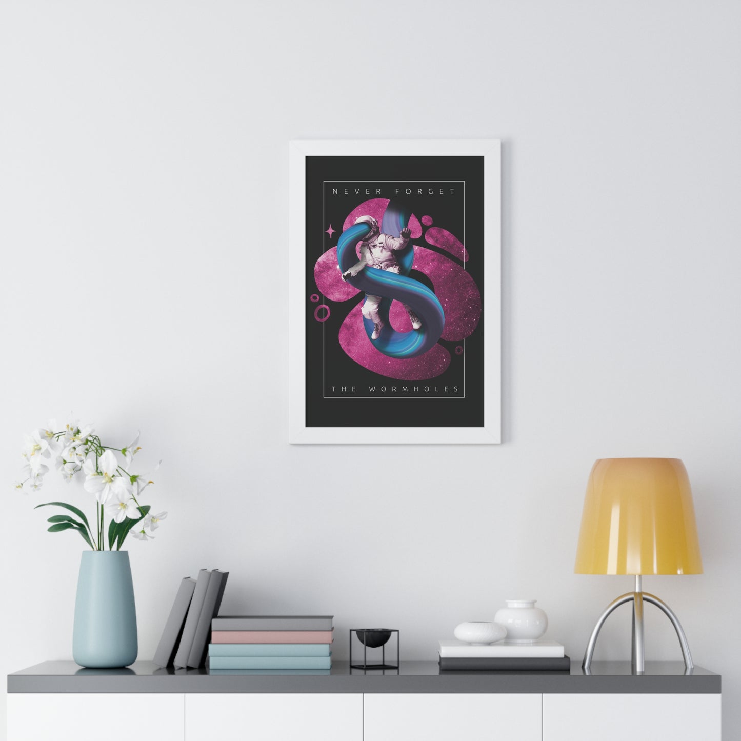 Never Forget the Wormholes Framed Vertical Poster