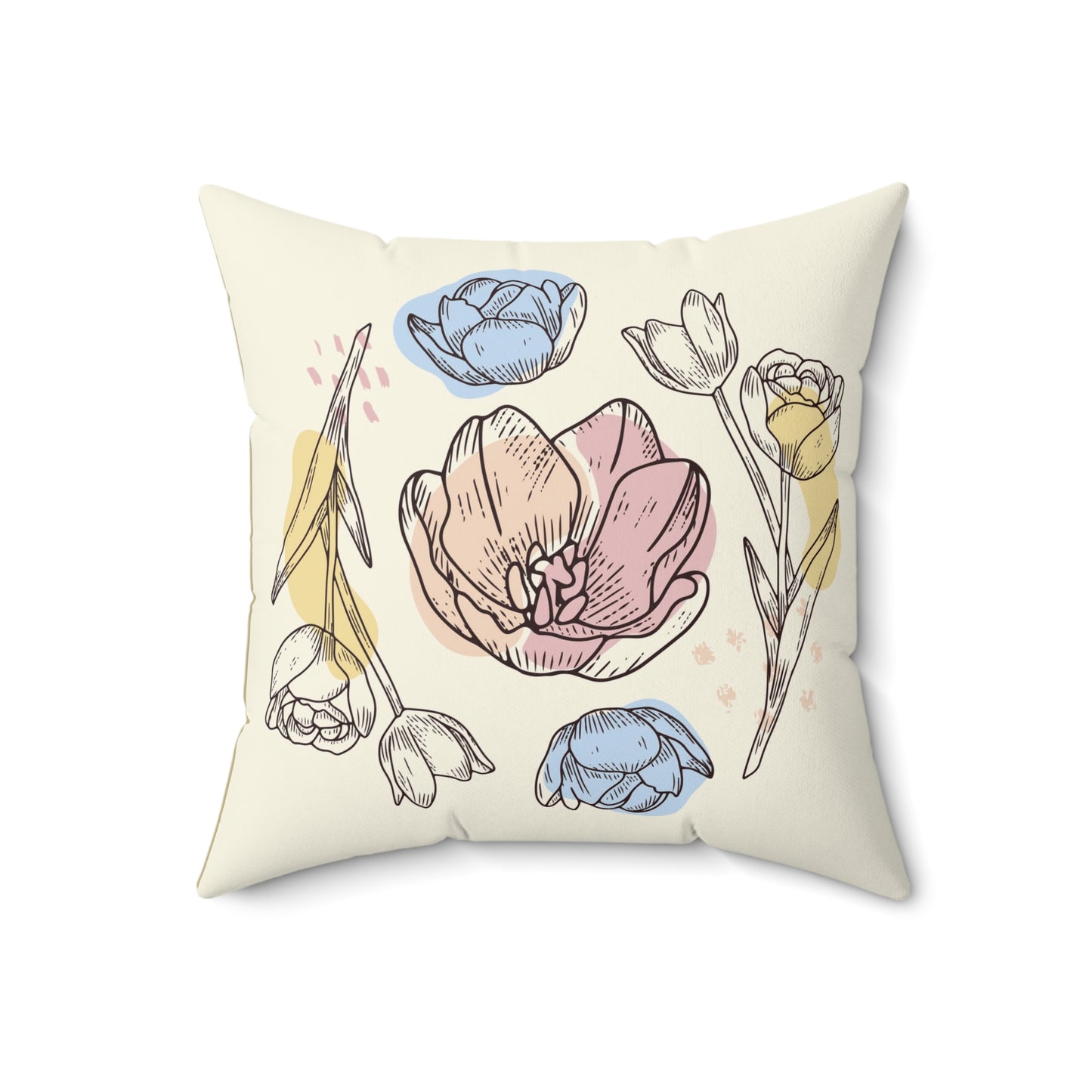 Tulips Flower Square Pillow