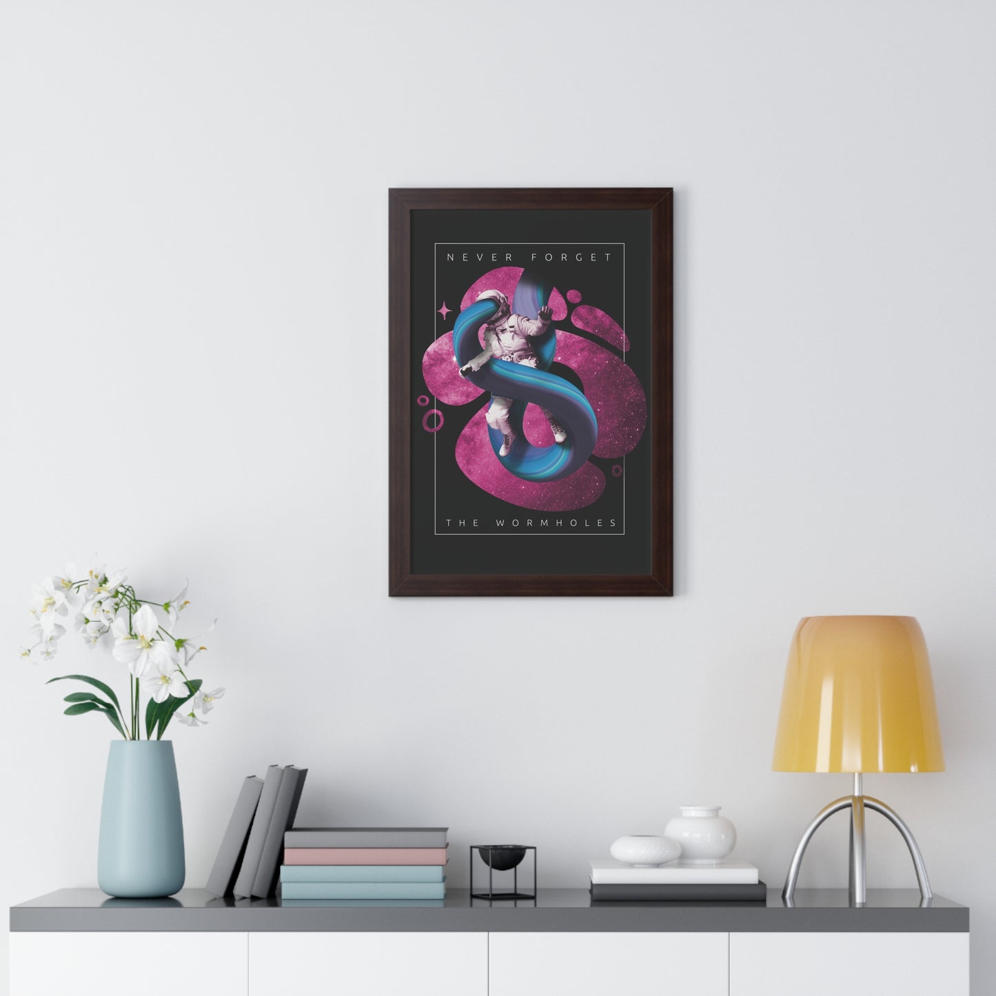 Never Forget the Wormholes Framed Vertical Poster