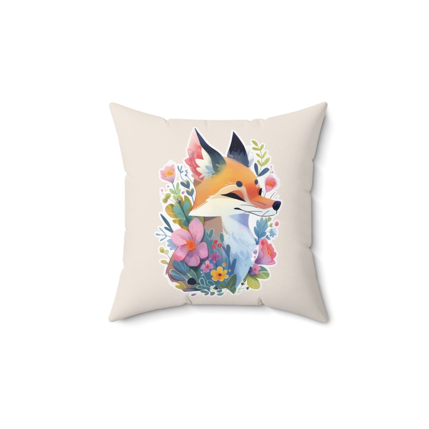 Cute Fox Watercolor Square Pillow