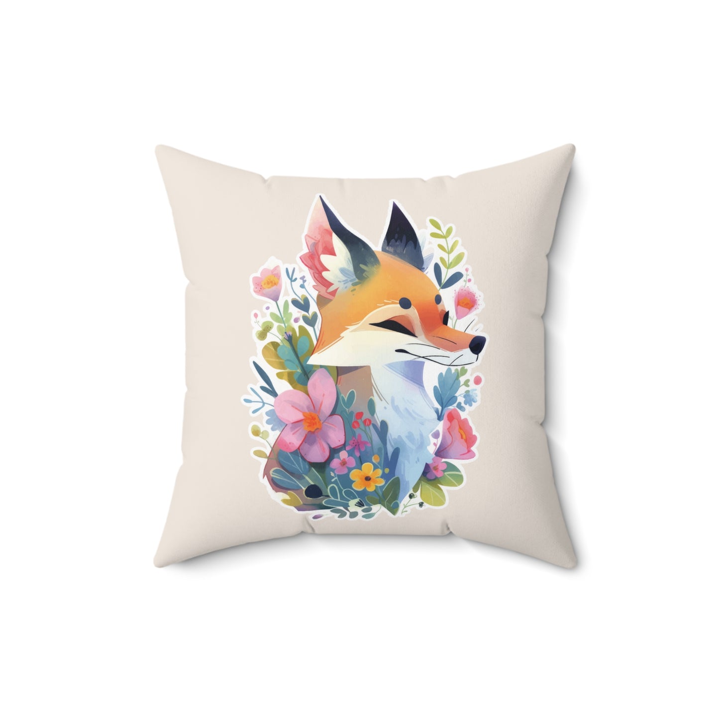 Cute Fox Watercolor Square Pillow