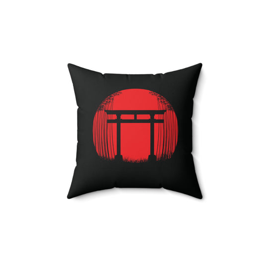 Bamboo Forest Japanese Sunrise Square Pillow