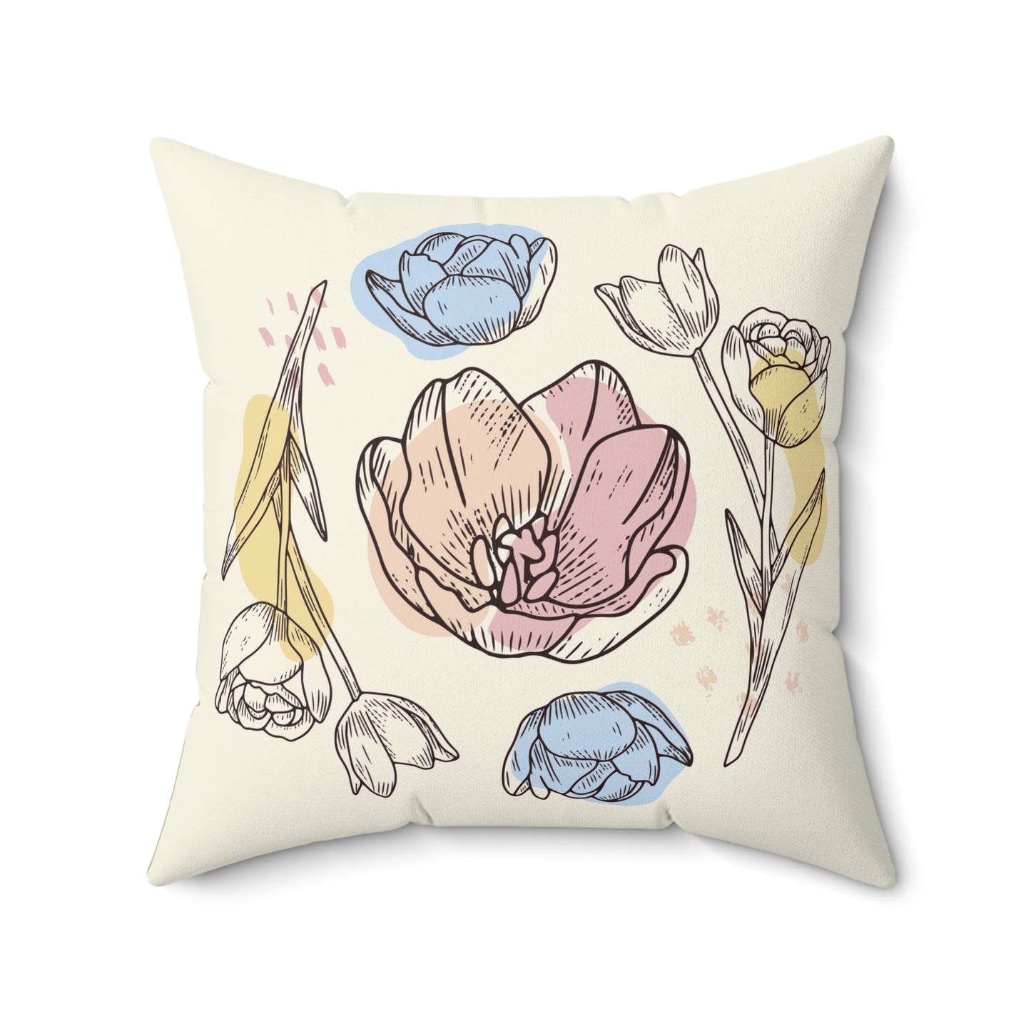 Tulips Flower Square Pillow