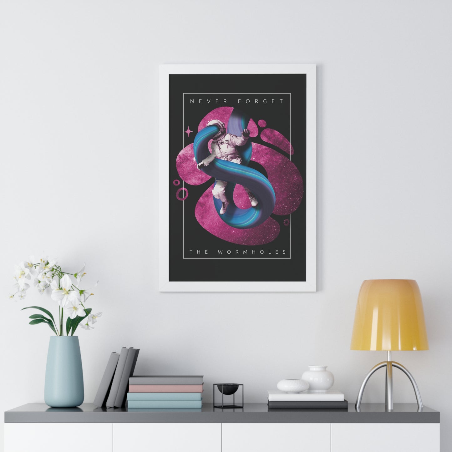 Never Forget the Wormholes Framed Vertical Poster