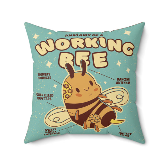 Anatomy of a Cute Working Bee Square Pillow