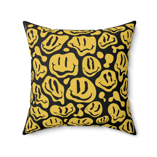 Melting Smiley Faces Square Pillow