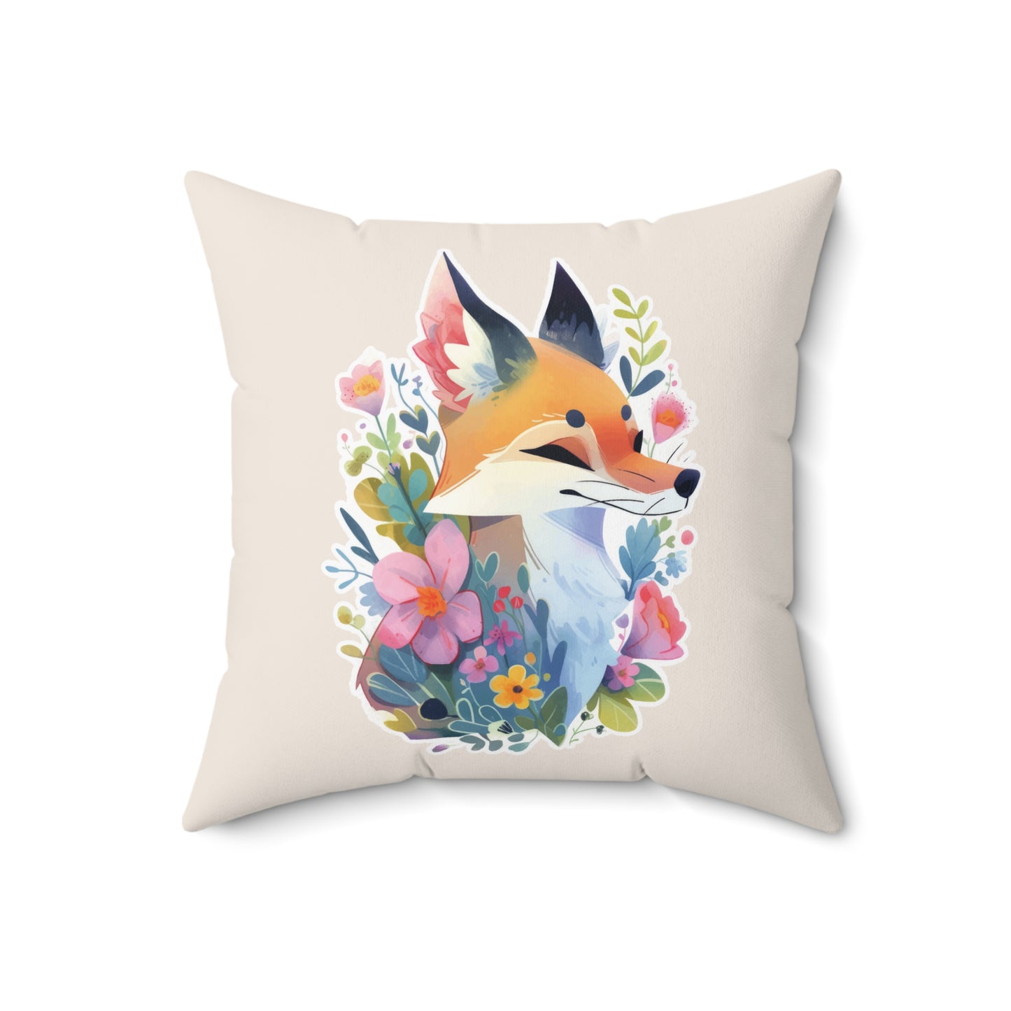Cute Fox Watercolor Square Pillow