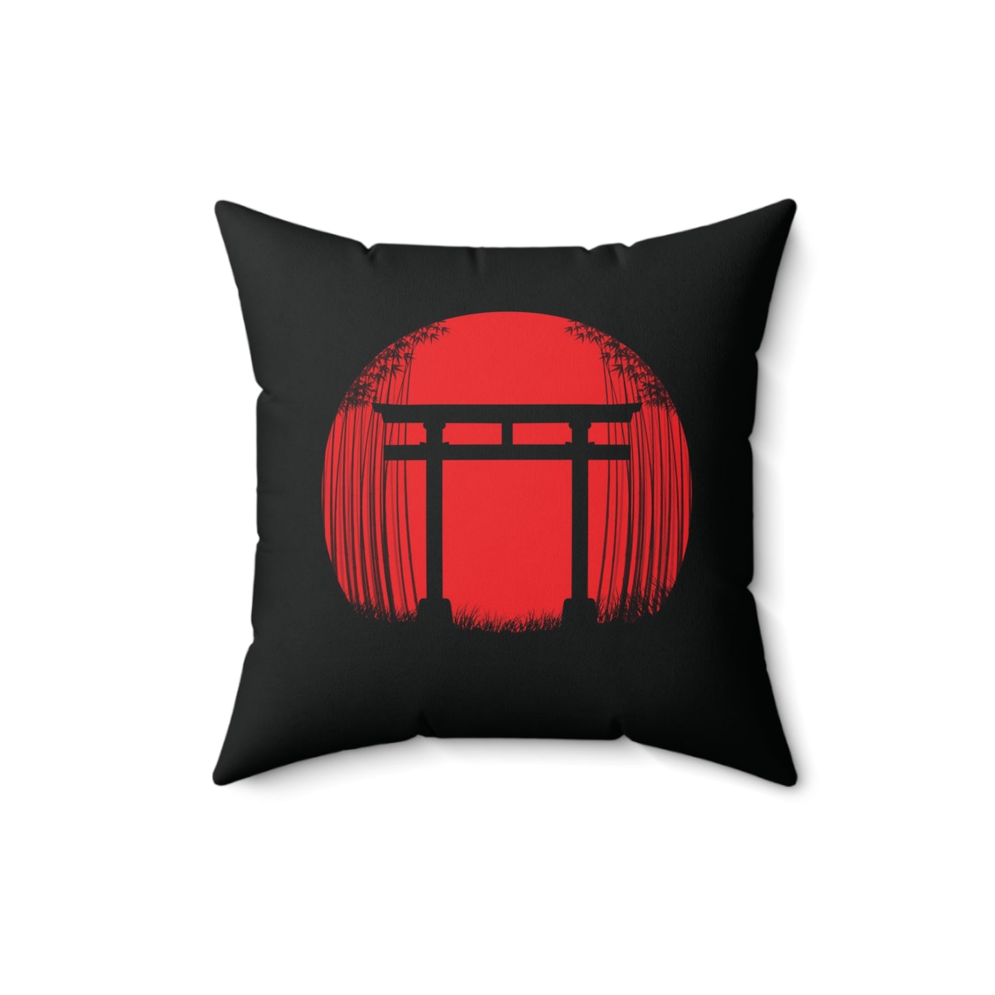 Bamboo Forest Japanese Sunrise Square Pillow