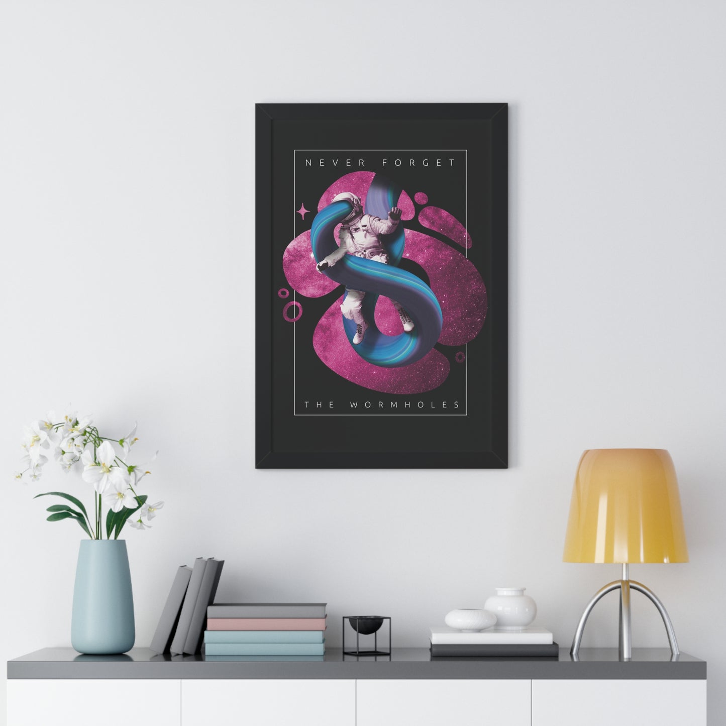 Never Forget the Wormholes Framed Vertical Poster